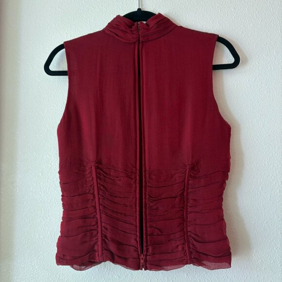 EUC 100% Silk Carmen Marc Valvo Red Sleeveless Top Corset - Like Detail Size 8 - Picture 5 of 11